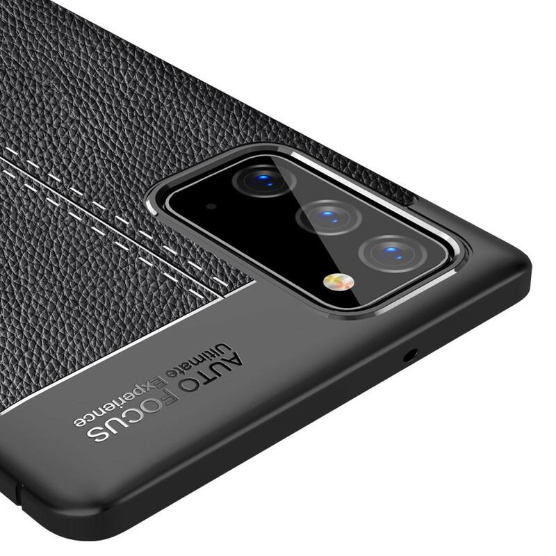 Cover Samsung Galaxy Note 20 Dobbelt Linje Litchi Læder Effekt