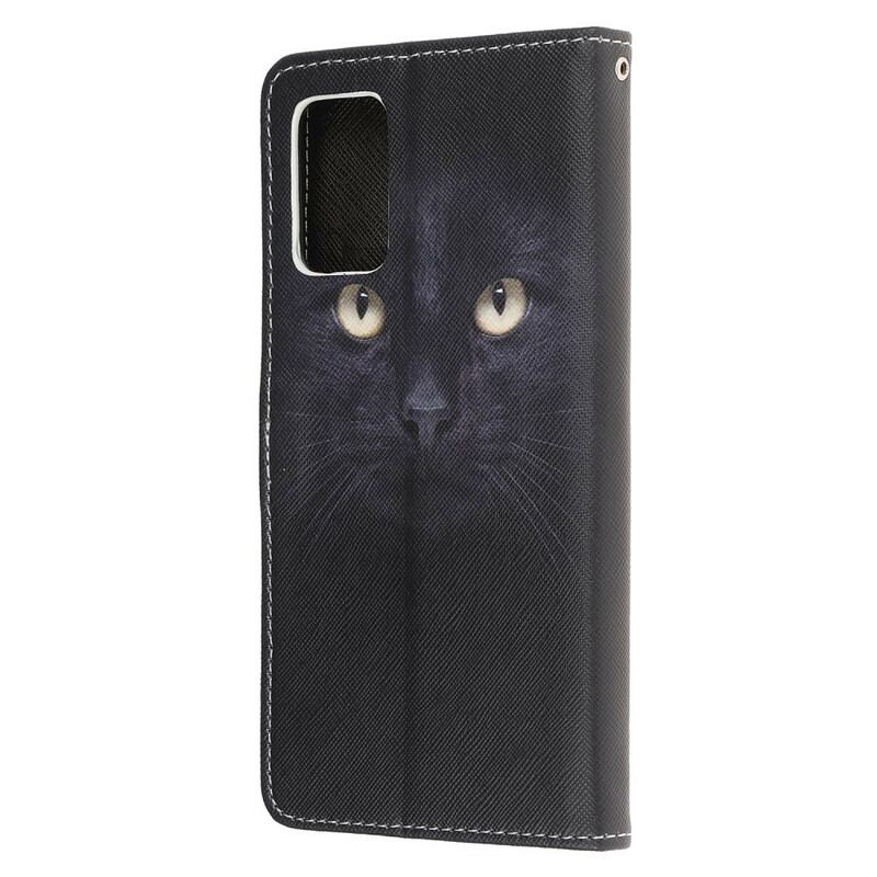 Flip Cover Samsung Galaxy Note 20 Med Snor Strappy Black Cat Eyes