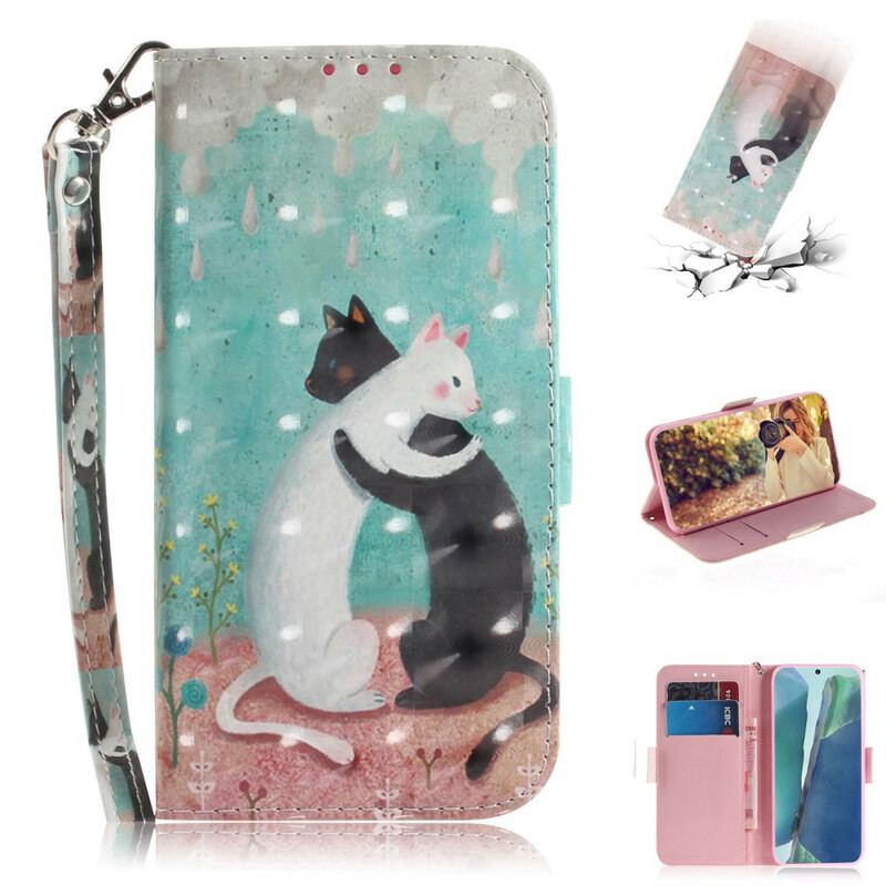 Flip Cover Samsung Galaxy Note 20 Med Snor Strappy Cat Friends