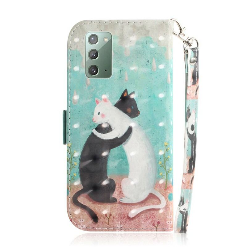 Flip Cover Samsung Galaxy Note 20 Med Snor Strappy Cat Friends