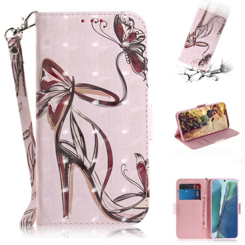 Flip Cover Samsung Galaxy Note 20 Med Snor Strappy Pumpe