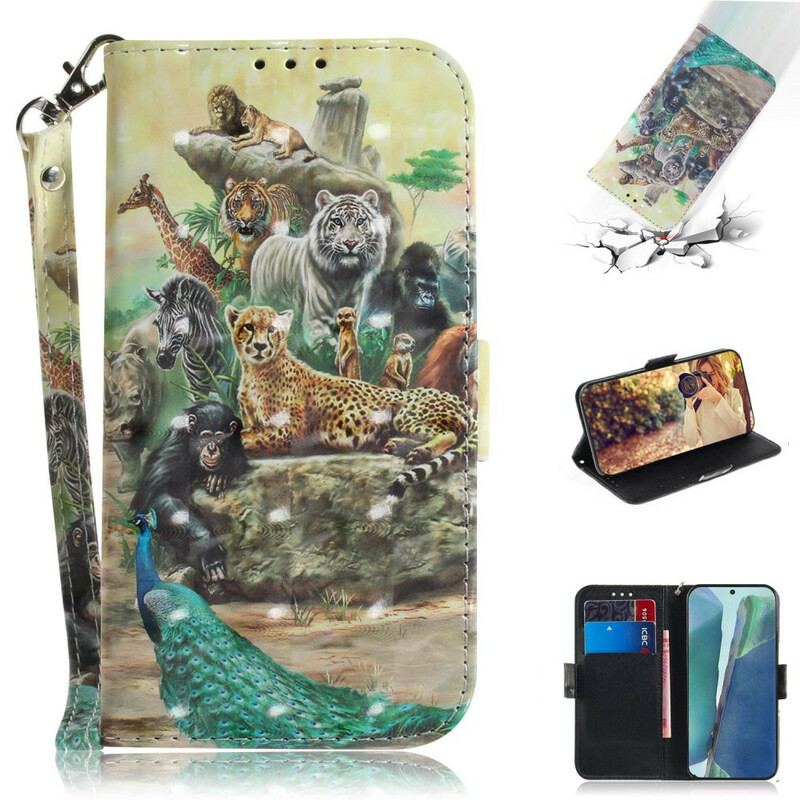 Flip Cover Samsung Galaxy Note 20 Med Snor Thong Safari Dyr