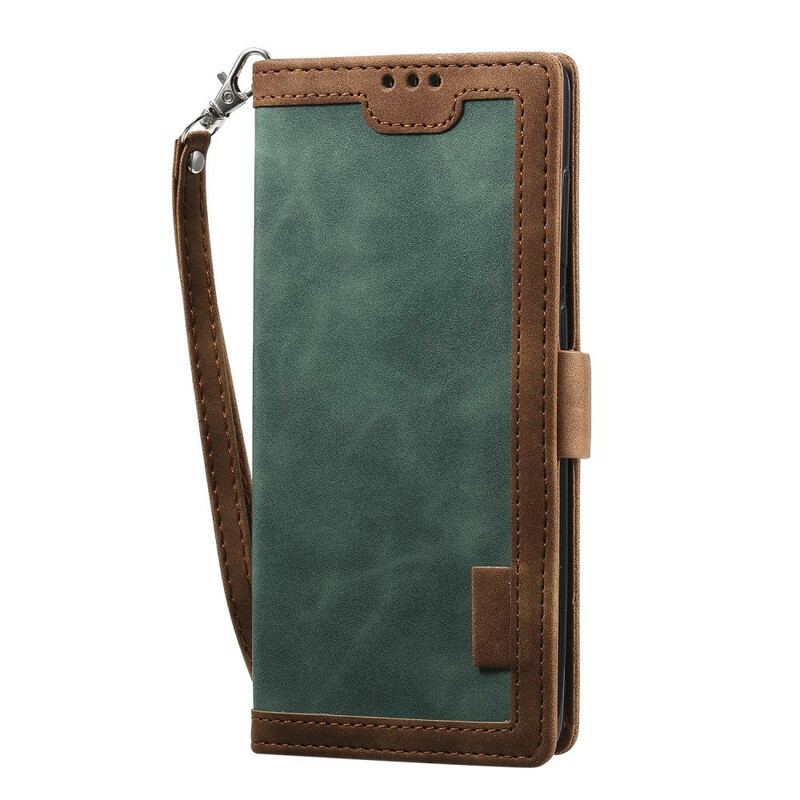 Flip Cover Samsung Galaxy Note 20 Retro Kunstlæder Med Snor