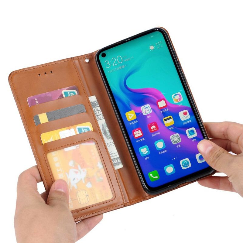 Cover Huawei P Smart Z Flip Cover Kortholder I Imiteret Læder