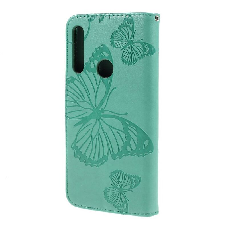 Flip Cover Huawei P Smart Z Med Snor Kæmpe Sommerfugle Med Rem