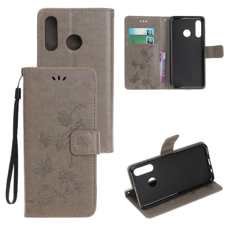 Flip Cover Huawei P Smart Z Med Snor Thong Sommerfugle Og Blomster