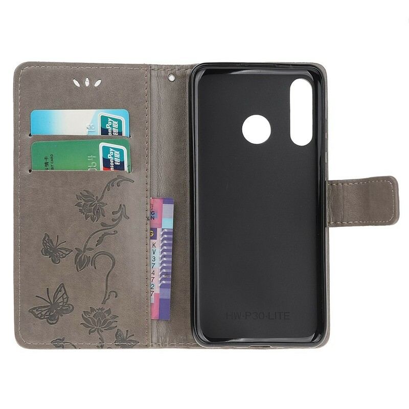 Flip Cover Huawei P Smart Z Med Snor Thong Sommerfugle Og Blomster