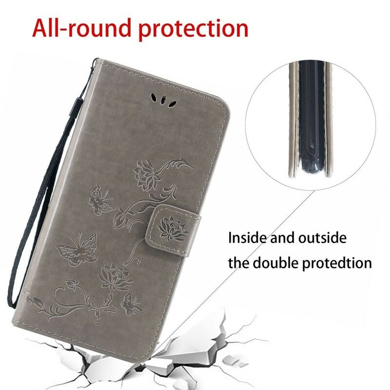 Flip Cover Huawei P Smart Z Med Snor Thong Sommerfugle Og Blomster