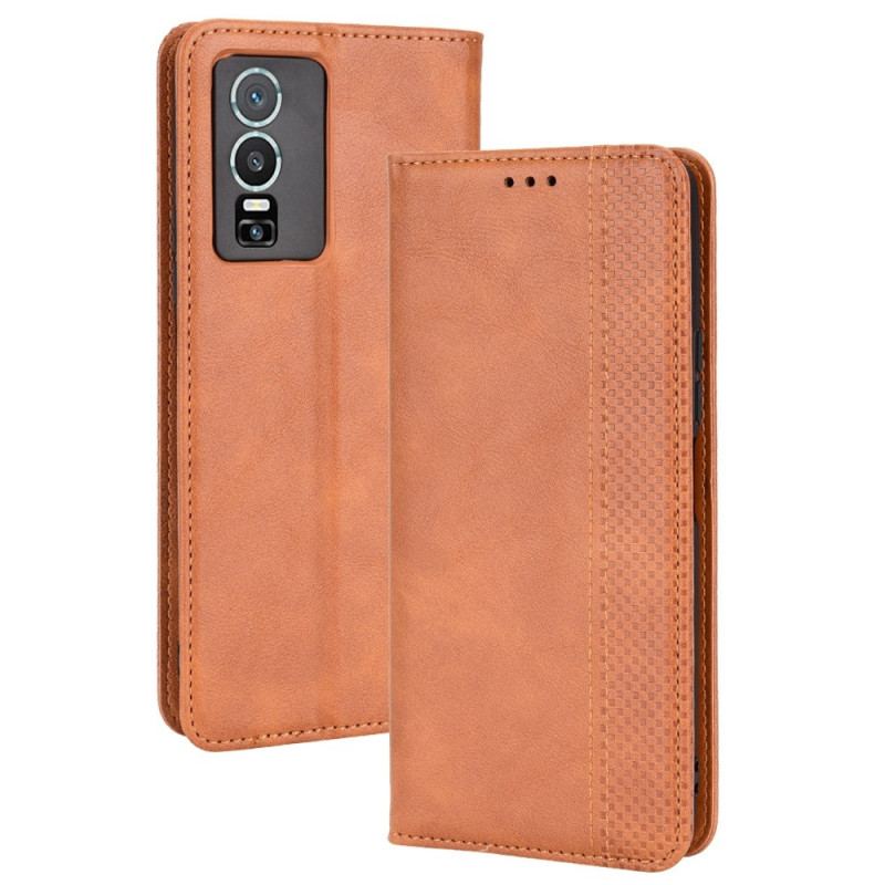 Cover Vivo Y76 5G Flip Cover Stiliseret Læderstil