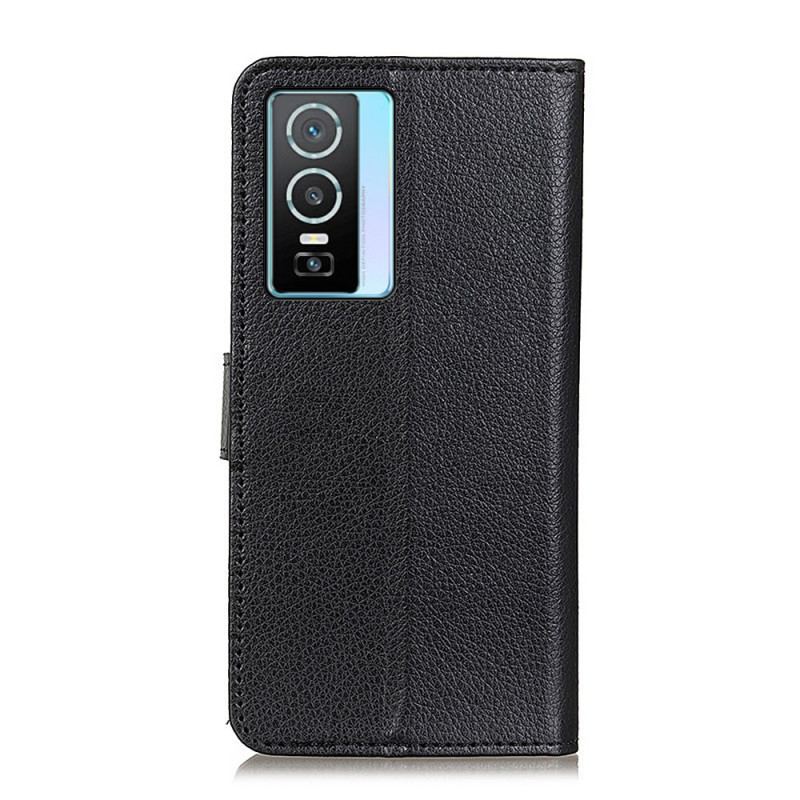 Flip Cover Vivo Y76 5G Litchi Tekstur