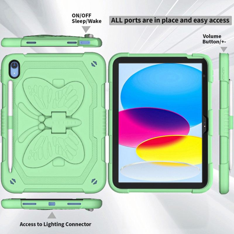 Cover iPad 10.9" (2022) Ultra Resistent Og Solid Sommerfugle Skulderrem
