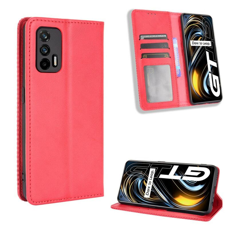 Cover Realme GT 5G Flip Cover Stiliseret Vintage Lædereffekt