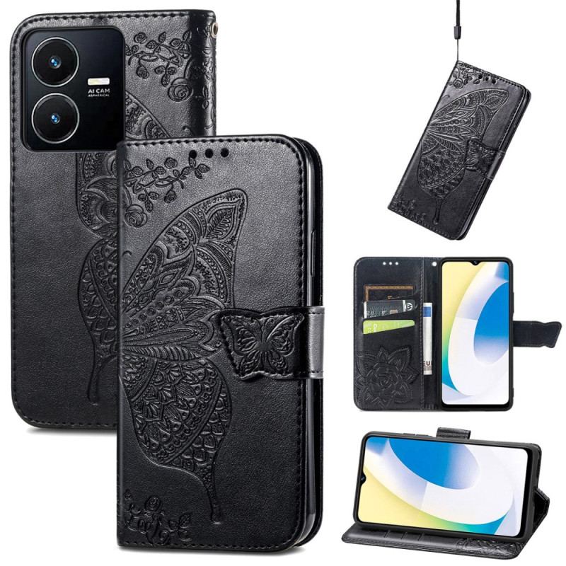 Flip Cover Vivo Y22s Barok Sommerfugl