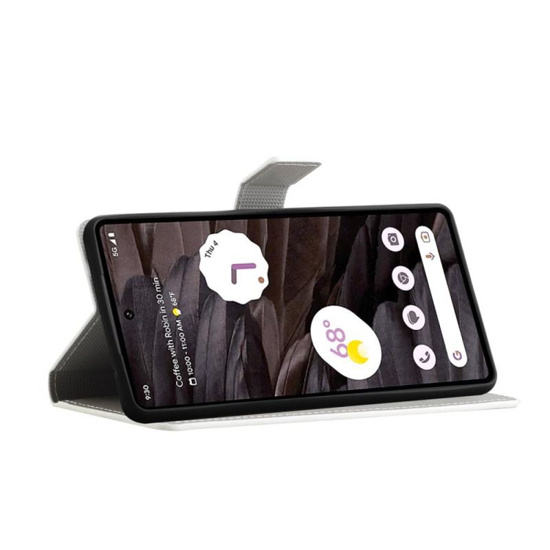 Flip Cover Google Pixel 8a Sommerfugle På Hvid Baggrund