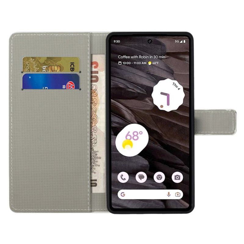 Flip Cover Google Pixel 8a Sommerfugle På Sort Baggrund