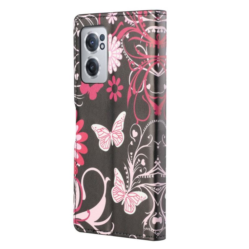 Flip Cover OnePlus Nord CE 2 5G Blomster Og Sommerfugle