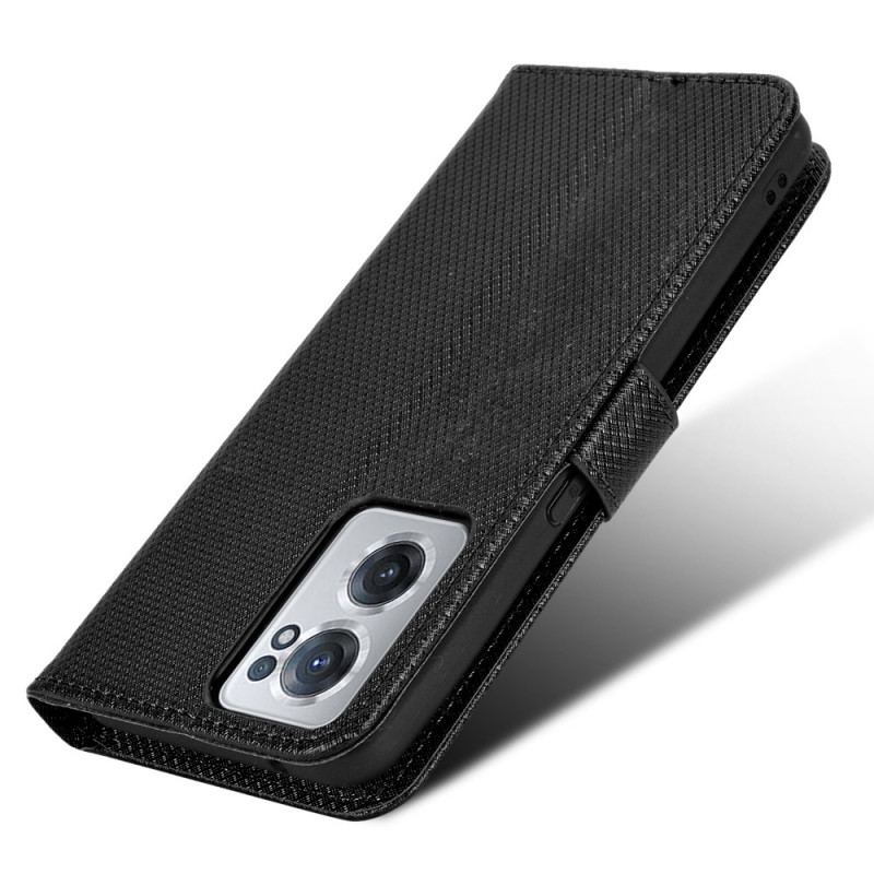 Flip Cover OnePlus Nord CE 2 5G Med Snor Strappy Diamond Texture