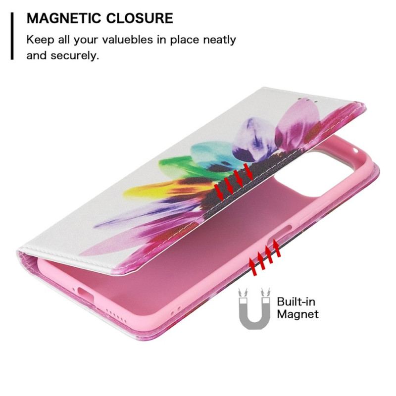 Cover Xiaomi Mi 11 Lite 4G / 5G / 5G NE Flip Cover Akvarel Blomst