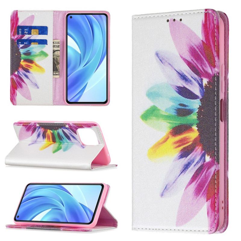 Cover Xiaomi Mi 11 Lite 4G / 5G / 5G NE Flip Cover Akvarel Blomst