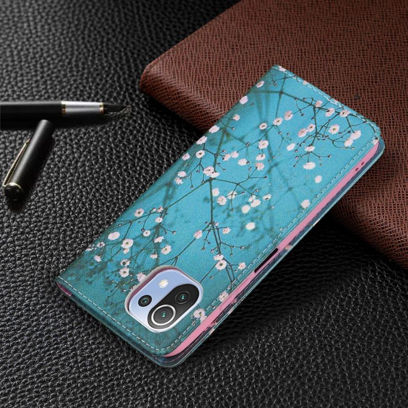 Cover Xiaomi Mi 11 Lite 4G / 5G / 5G NE Flip Cover Blomstrende Grene