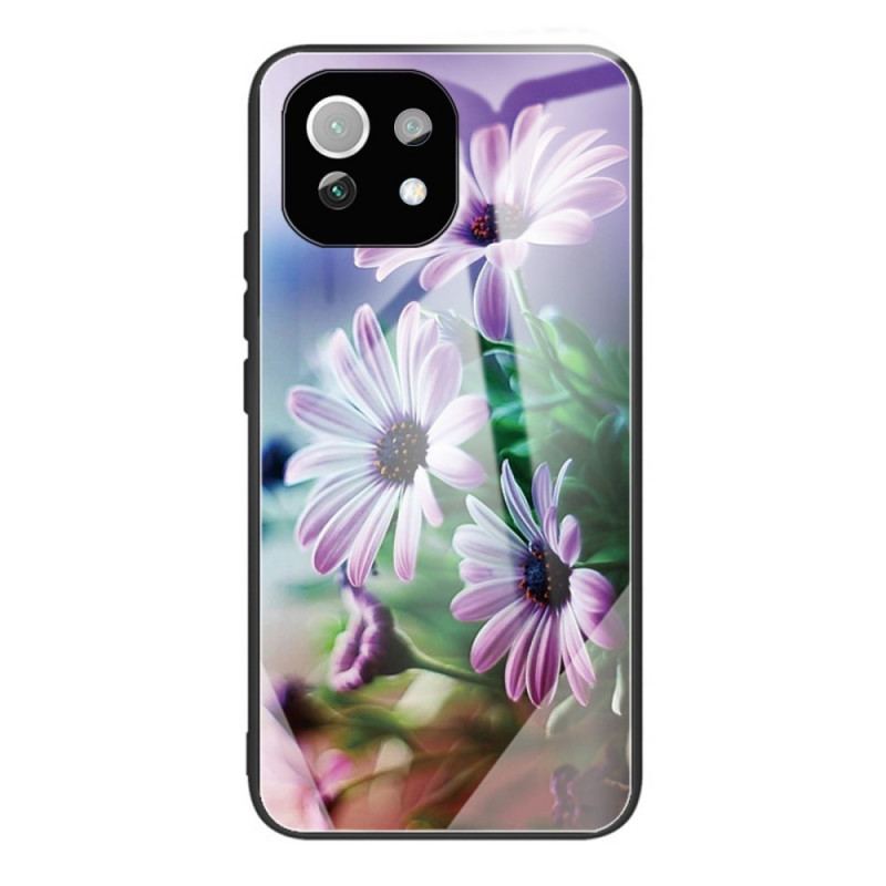 Cover Xiaomi Mi 11 Lite 4G / 5G / 5G NE Hærdet Glas Blomster