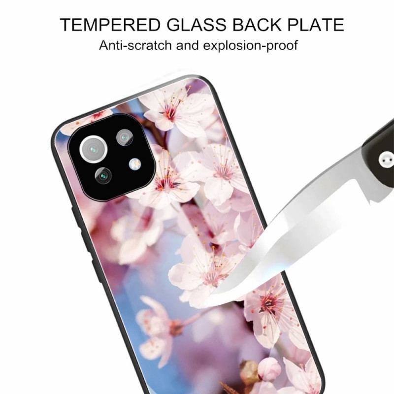 Cover Xiaomi Mi 11 Lite 4G / 5G / 5G NE Hærdet Glas Blomster