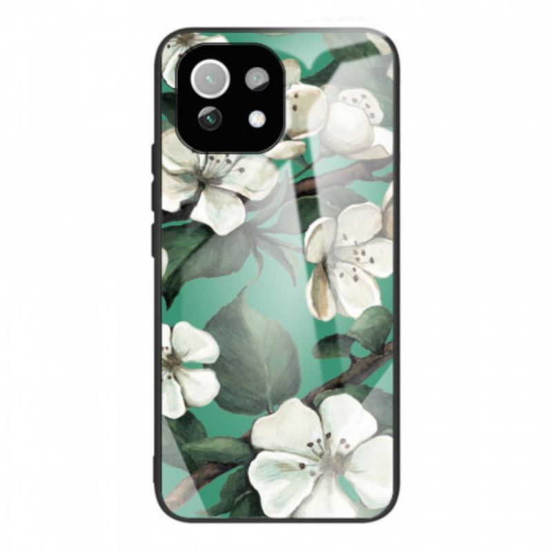 Cover Xiaomi Mi 11 Lite 4G / 5G / 5G NE Hærdet Glas Blomster