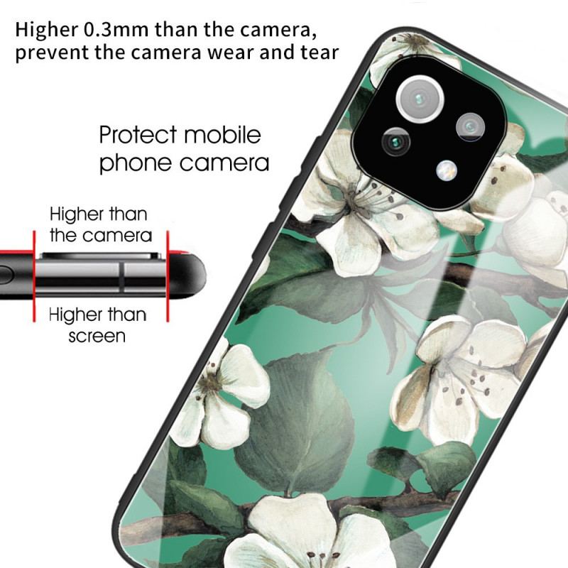 Cover Xiaomi Mi 11 Lite 4G / 5G / 5G NE Hærdet Glas Blomster