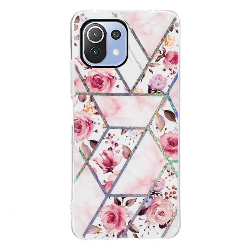 Cover Xiaomi Mi 11 Lite 4G / 5G / 5G NE Marmorerede Blomster