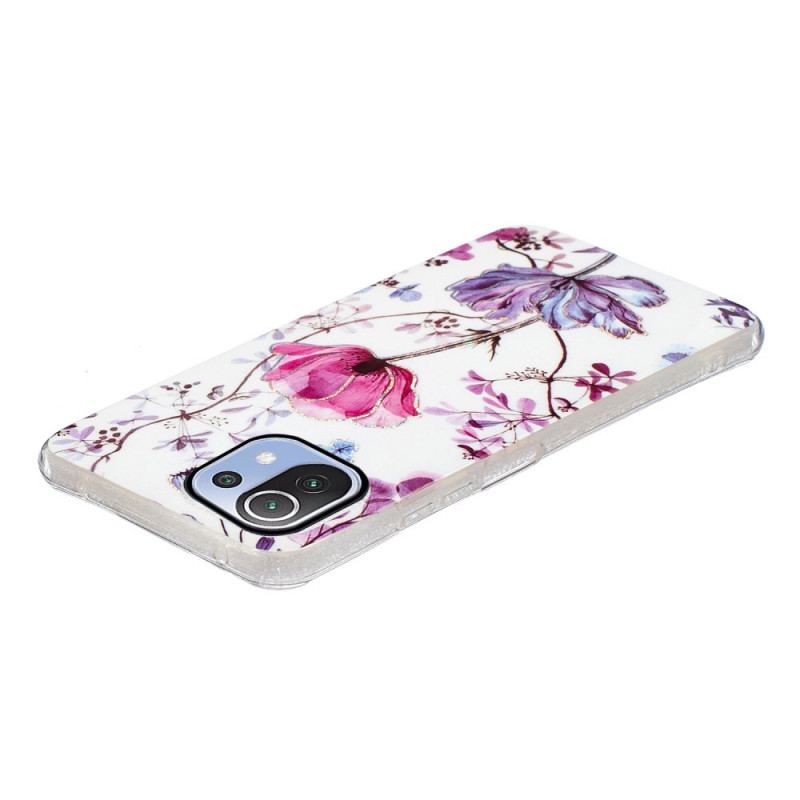 Cover Xiaomi Mi 11 Lite 4G / 5G / 5G NE Marmorerede Blomster