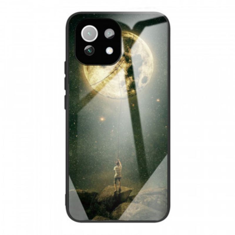 Cover Xiaomi Mi 11 Lite 4G / 5G / 5G NE Moon Art Hærdet Glas