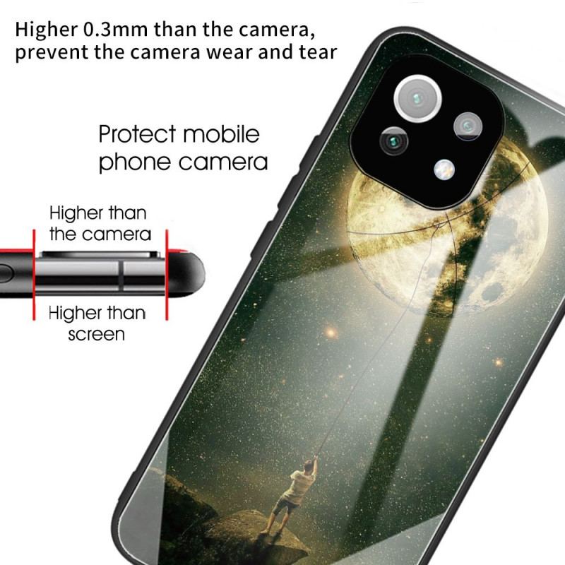 Cover Xiaomi Mi 11 Lite 4G / 5G / 5G NE Moon Art Hærdet Glas