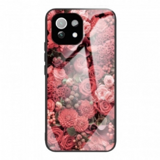 Cover Xiaomi Mi 11 Lite 4G / 5G / 5G NE Rose Blomster Hærdet Glas