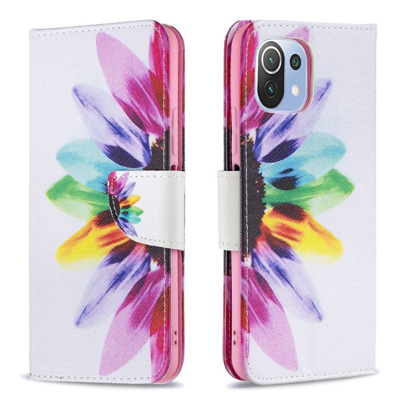 Flip Cover Xiaomi Mi 11 Lite 4G / 5G / 5G NE Akvarel Blomst