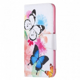Flip Cover Xiaomi Mi 11 Lite 4G / 5G / 5G NE Malede Sommerfugle Og Blomster