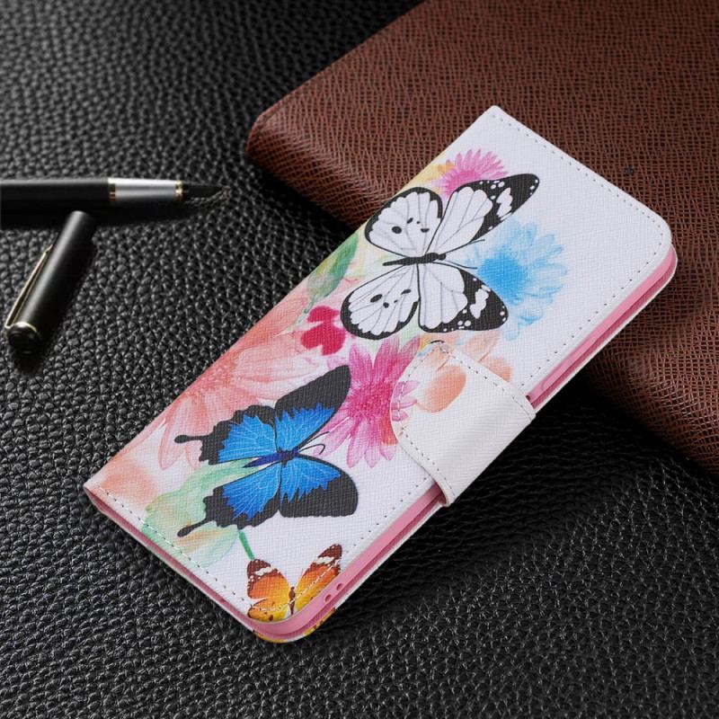 Flip Cover Xiaomi Mi 11 Lite 4G / 5G / 5G NE Malede Sommerfugle Og Blomster