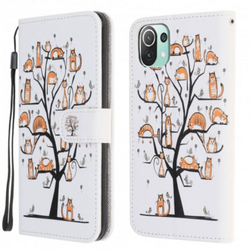 Flip Cover Xiaomi Mi 11 Lite 4G / 5G / 5G NE Med Snor Funky Cats Med Rem