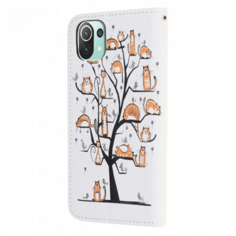 Flip Cover Xiaomi Mi 11 Lite 4G / 5G / 5G NE Med Snor Funky Cats Med Rem