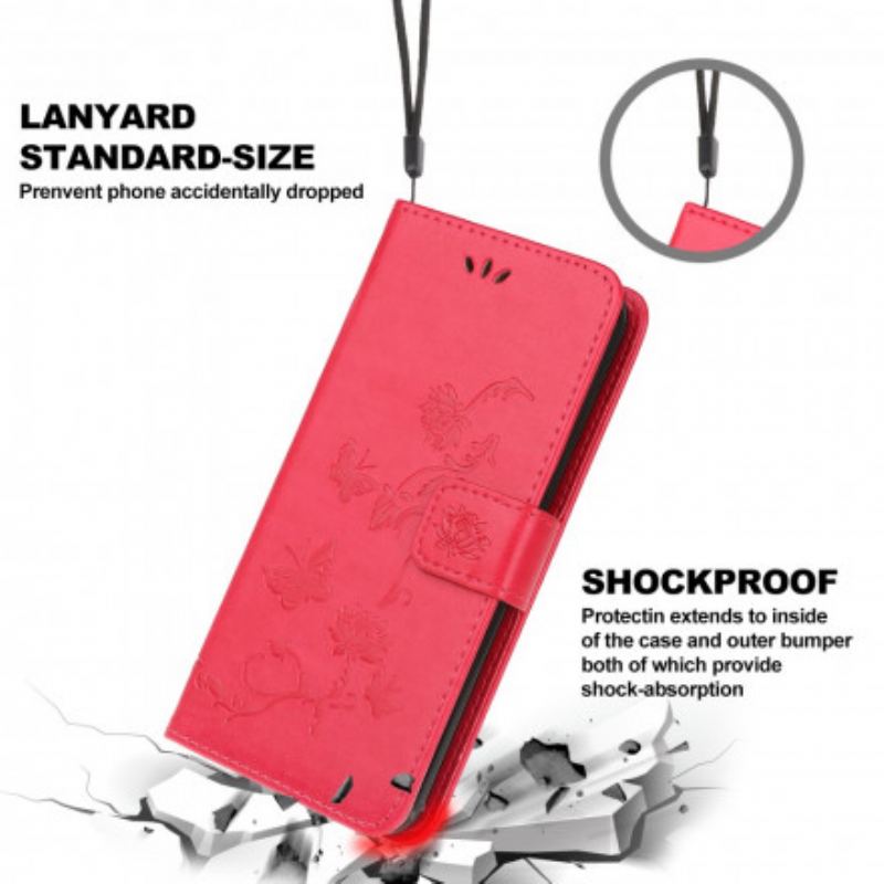 Læder Cover Xiaomi Mi 11 Lite 4G / 5G / 5G NE Sommerfugle Og Blomster