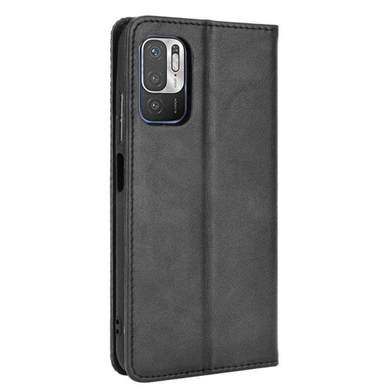 Cover Poco M3 Pro 5G Flip Cover Stiliseret Vintage Lædereffekt