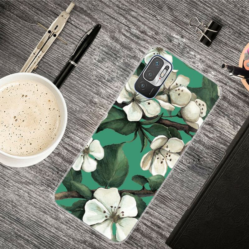 Cover Poco M3 Pro 5G Malede Hvide Blomster