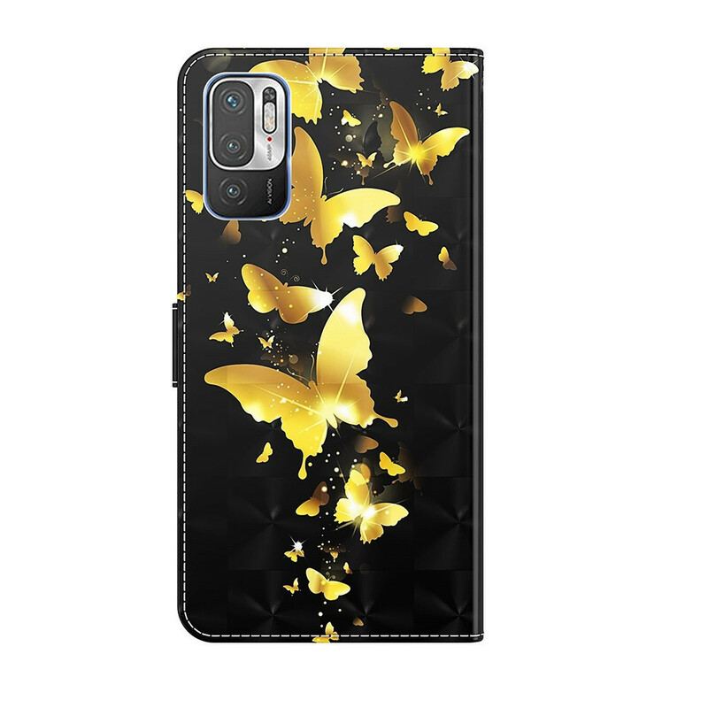 Flip Cover Poco M3 Pro 5G Gule Sommerfugle