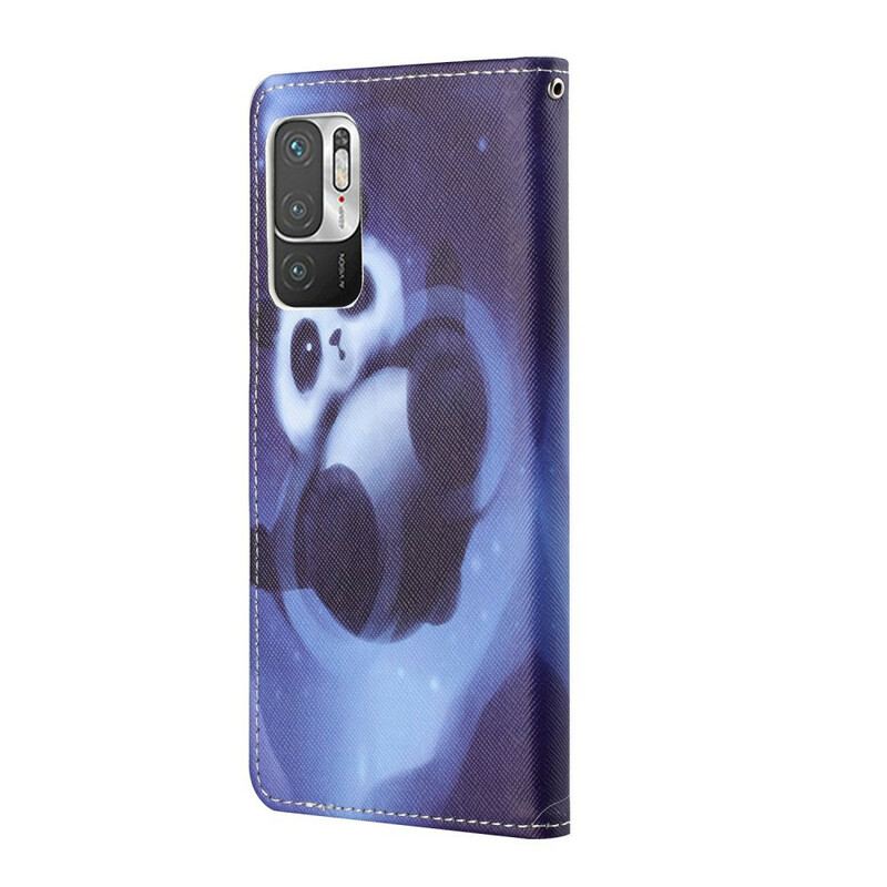 Flip Cover Poco M3 Pro 5G Med Snor Panda Space Med Snor