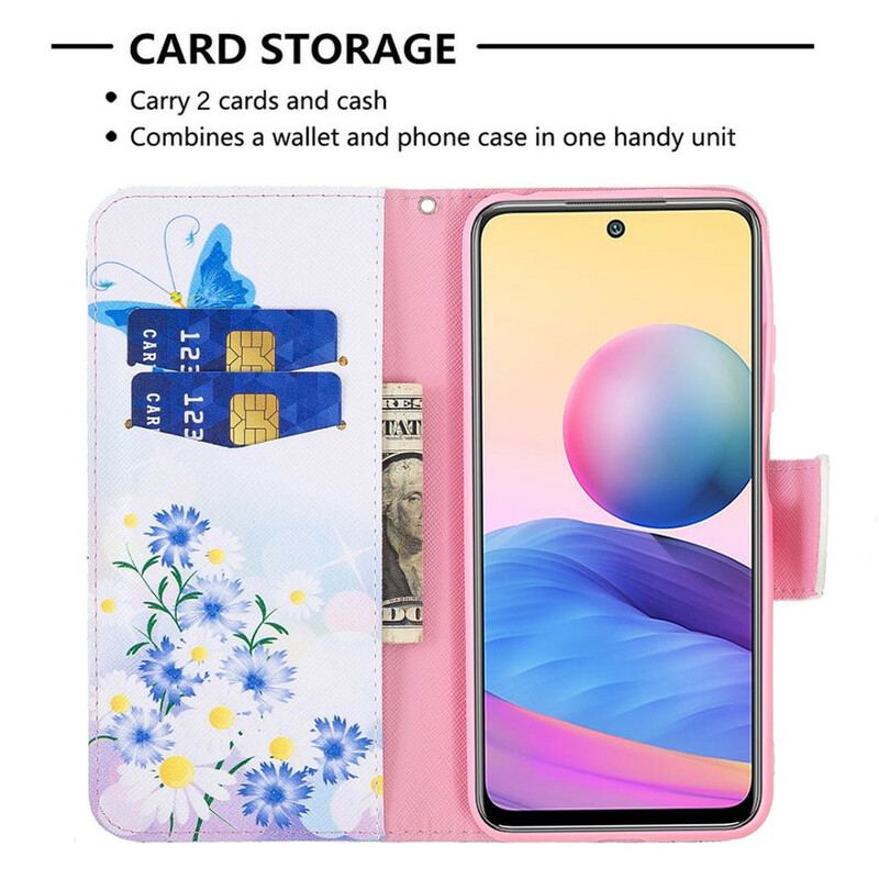 Flip Cover Poco M3 Pro 5G Sommerfugle Og Blomster