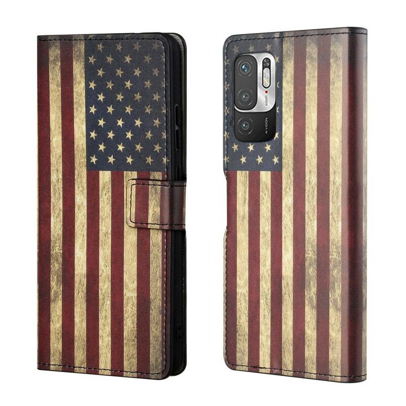 Læder Cover Poco M3 Pro 5G Amerikansk Flag