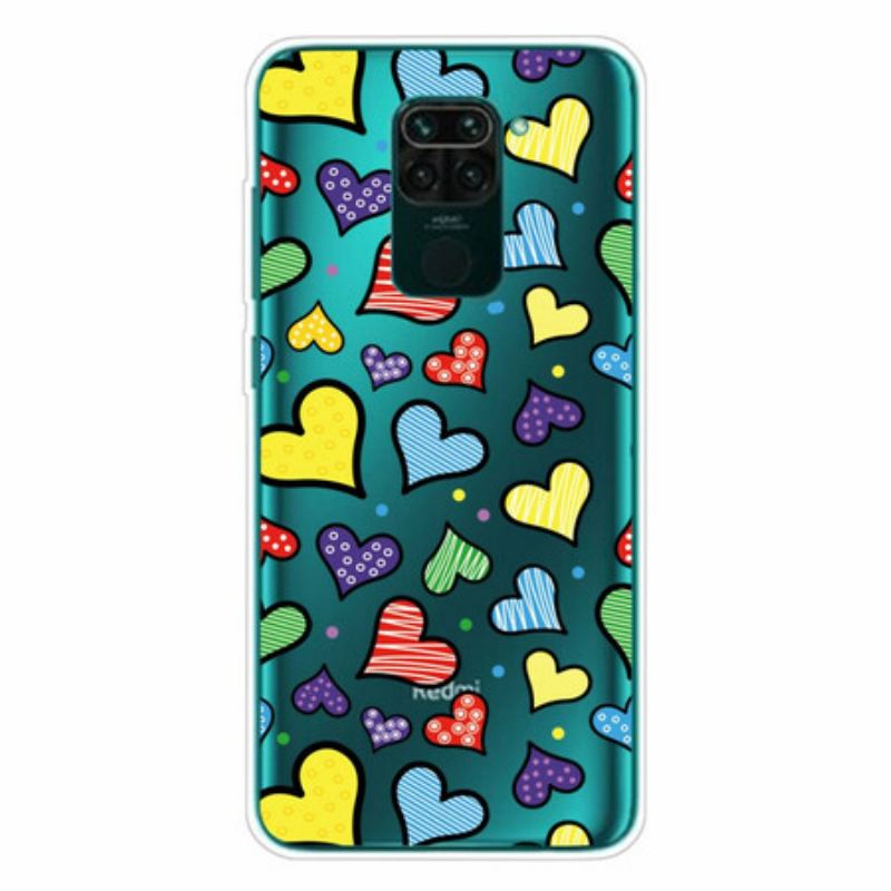 Cover Xiaomi Redmi Note 9 Flerfarvede Hjerter