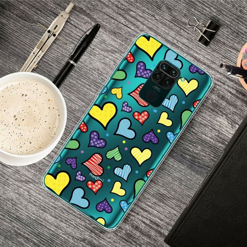 Cover Xiaomi Redmi Note 9 Flerfarvede Hjerter