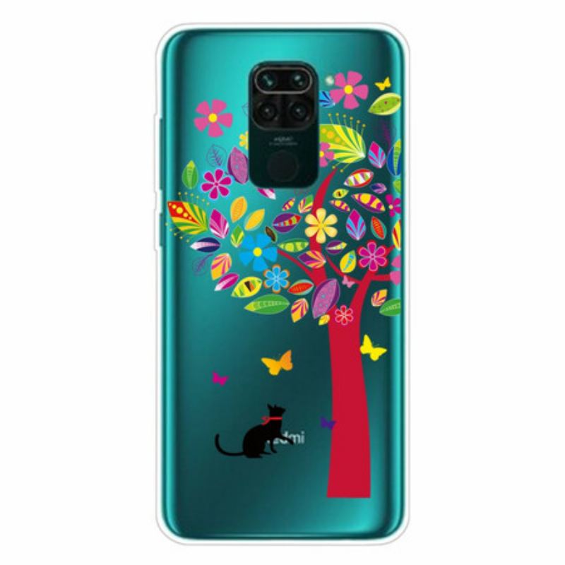 Cover Xiaomi Redmi Note 9 Kat Under Det Farverige Træ