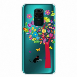Cover Xiaomi Redmi Note 9 Kat Under Det Farverige Træ
