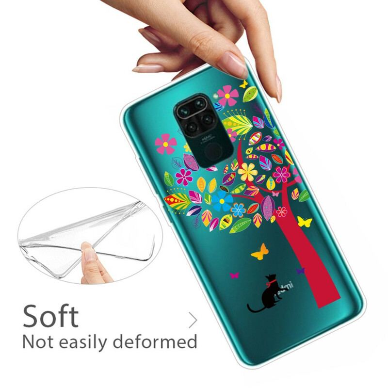 Cover Xiaomi Redmi Note 9 Kat Under Det Farverige Træ